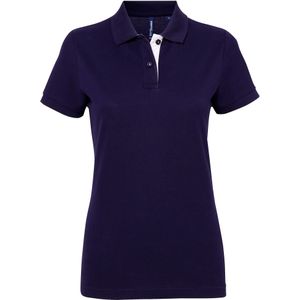 Asquith & Fox Dames/Dames Korte Mouwen Contrast Poloshirt (Marine / Wit)