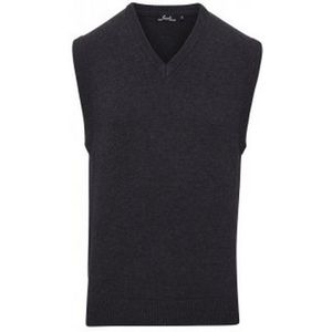 Premier Heren Mouwloze Katoen Acryl V Hals Trui (Houtskool)