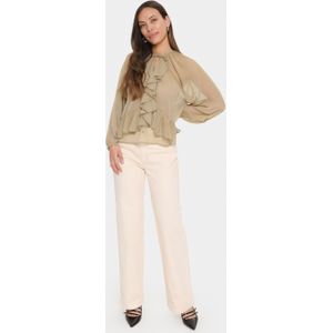 SAINT TROPEZ - Blouse 'Jacelyn' - Donkerbeige - Wijde Blouse - Lange Mouw