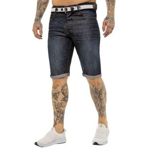 Kruze door Enzo | Denim short met riem voor heren - Dark Stonewash