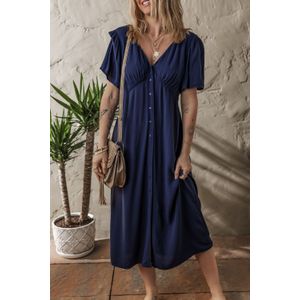 Knopenvoorkant Midi-jurk