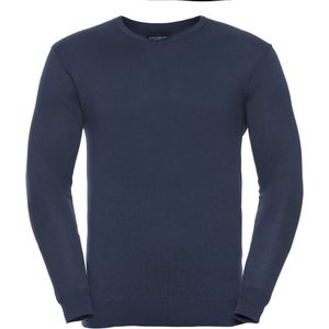 Russell Collectie Heren V-Hals Gebreide Trui (Franse marine)