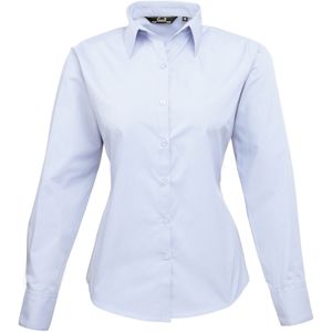 Premier Dames/Dames Popeline Blouse met Lange Mouwen (Lichtblauw)