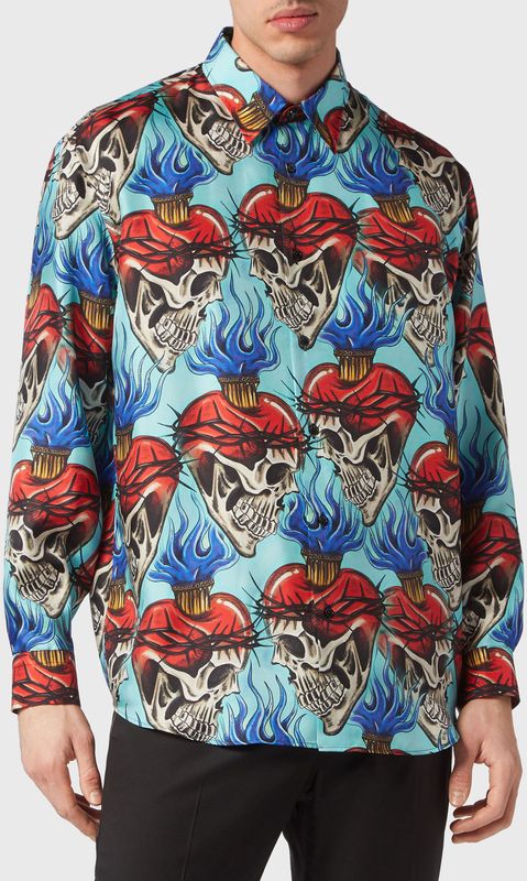 Philipp Plein - Silk Dandy Shirt Love Tattoo - Veelkleurig - Overhemd