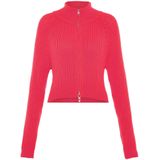 MYMO - Gebreid Vest - Donkerroze - Slanke Pasvorm - Lange Mouw