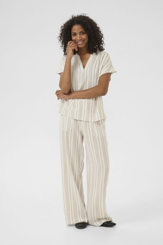 Blouse met korte mouwen Loose fit Chalk / Chinchilla Stripe white