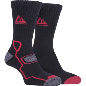 Set van 2 zachte, ademende wandelsokken van bamboe voor heren - Zwart Rood