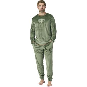 Fluwelen herenpyjama met lange mouwen en ronde hals MU3