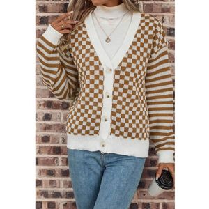 Azura Exchange Dames Geruite Brei Cardigan