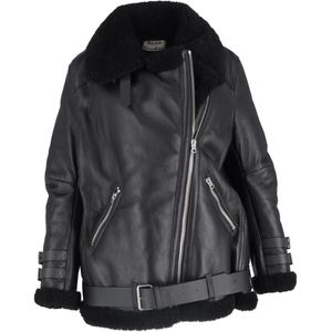 Acne Studios Schapenvacht Pilotenjack in Zwart Leer