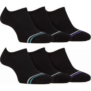 Heren Bamboe No Show Onzichtbare Sokken | Farah | 6 Pack | Lage Snit Antislip Verstevigde Sokken voor de Sportschool - Zwart