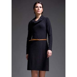 Drape Hals - Stretch Jersey Jurk - Met Kanten Detail