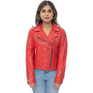 Dames - Leren Biker Brando Jas - Zwart