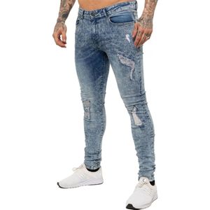 Enzo | Skinny Stretch Gescheurde Jeans Voor Heren - Lichtblauw - Maat 28/32