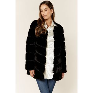 Diagonaal gesneden imitatiebont jack met lange mouwen