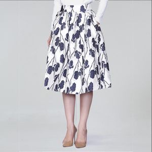 Flower - Jacquard Rok - Plooirok - 72 cm - Met Rits Achterkant