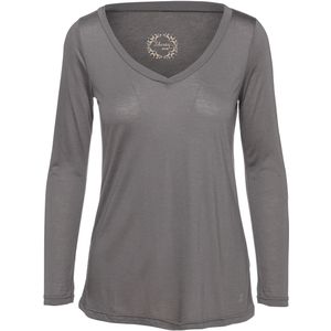 SWL - Donkergrijze V-hals Top - Lange Mouwen - Strass-detail