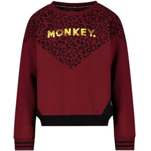 Me & My Monkey sweater met tekst donkerrood