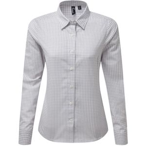 Premier Dames/dames Maxton Check Shirt met lange mouwen (Zilver/Wit)