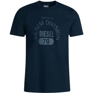 Diesel - Total Eclipse - T-shirt - Marineblauw - Korte Mouwen - 100% Katoen