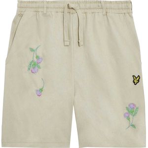 Lyle & Scott Heren Thistle Club Geborduurd Logo Shorts (Crème)