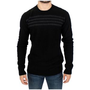 Costume National Heren Zwart Gestreepte Crewneck Trui - Maat XL