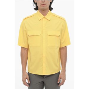 Looe Fit Militair Shirt met Korte Mouwen in Geel