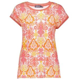 Geisha T-shirt Jazz met all over print roze/oranje