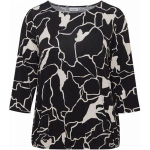 Fransa Plus Size Selection blousetop FPDOT  met all over print zwart/wit