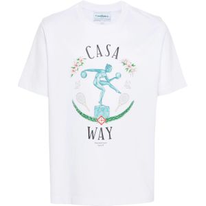 Casablanca - T-shirt - Wit - Regular-fit - Katoen - Korte Mouwen