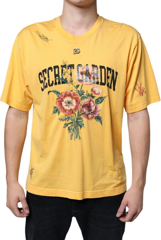 Dolce & Gabbana - Secret Garden - T-shirt - Geel - Katoen - Regular Fit