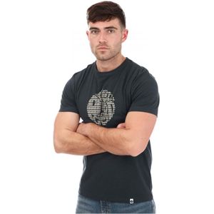 Men's Pretty Green Houndstooth Logo T-Shirt in Navy