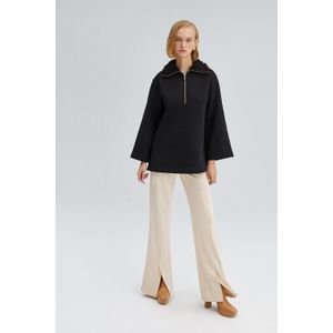 SWEATSHIRT MET KRAAG VAN Imitatiebont