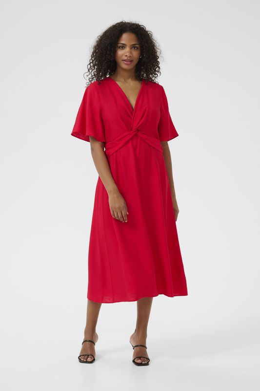 Kaffe - Jasmin - Jurk - Cranberry - 3/4 Lengte - V-hals