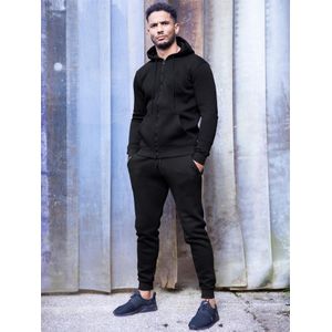 Enzo - Heren Zip Up Hoodie Tracksuit Set - Zwart - Trainingspak