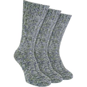 3-Pack Heren Warm 100% Wol Geribbelde Sokken met Versterkte Hak en Neus