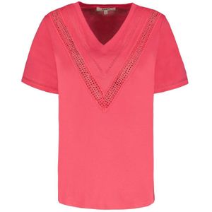 Garcia T-shirt Met Open Detail Koraalrood - Maat XS