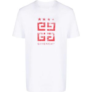 Givenchy 4G Stars rood logo bedrukt T-shirt in wit