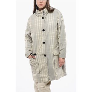 Tartan PEONY jas met verborgen capuchon in beige