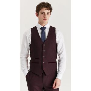 Heren - Gilet - Wijnkleurig - Prince of Wales - Formeel Vest