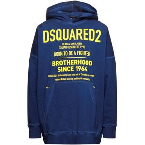 Dsquared2 Born To Be A Fighter Oversized Blauwe Hoodie - Maat S