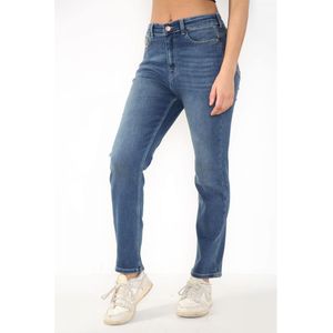 Dames Magic Shaping Hoog Getailleerde Jeans Met Rechte Pijpen In Blauw - Maat 40 lang