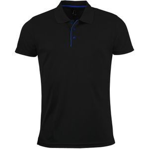 SOLS Heren Performer Korte Mouw Pique Polo Shirt (Zwart) - Maat XL