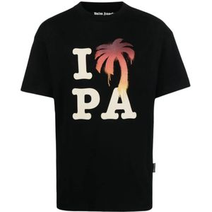 Palm Angels I Love PA-logo bedrukt T-shirt in zwart