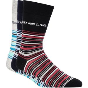 Duck and Cover Heren Bilkons Sokken (Pak van 3) (Zwart/Grijs/Blauw)