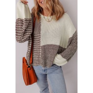 Kleurblok Gebreide Pullover Trui