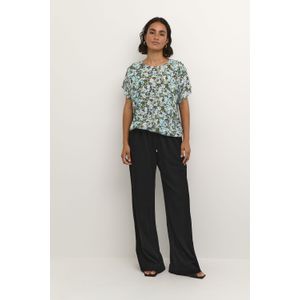 Mouwloos Shirt - Loose Fit - Blauw/Groen - Abstracte Bloem