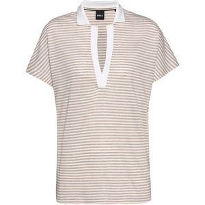 BOSS - Enelina - Damespolo - Multi kleur - Linnen Blend - Gestreept