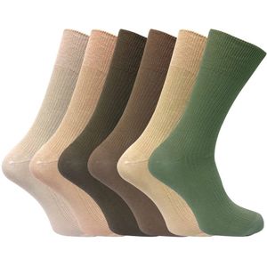 Set van 6 sokken zonder elastiek herensokken van 100% katoen - Beige