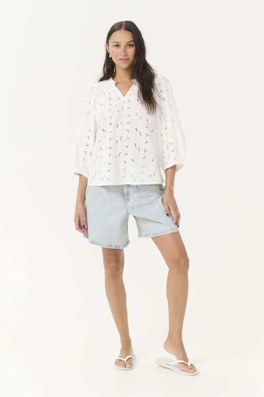 Kaffe - Blouse 'Tessa' - Wit - Wijde Blouse - Driekwart Mouw